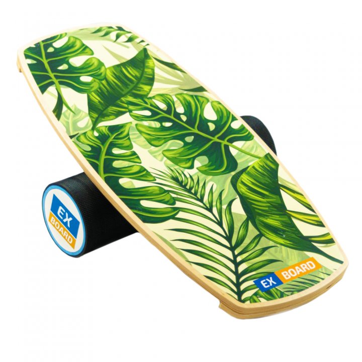 Balance Board EX-BOARD Green, Wooden balanceboard with roller Wobble Board for Skateboard